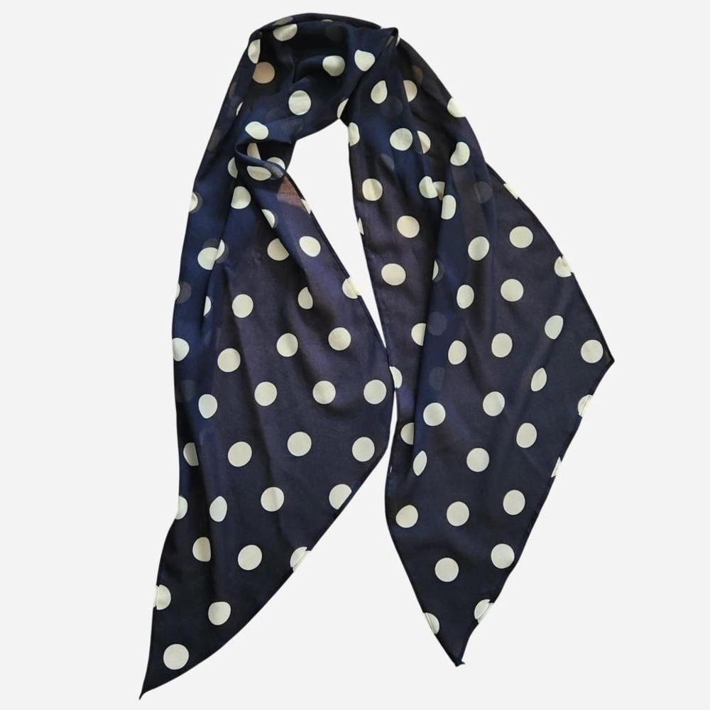 Asymmetrical polka dot scarf black and white big dots retro